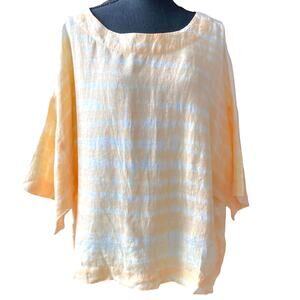 purejill by J. Jill tie dye striped orange and white top casual blouse size LP